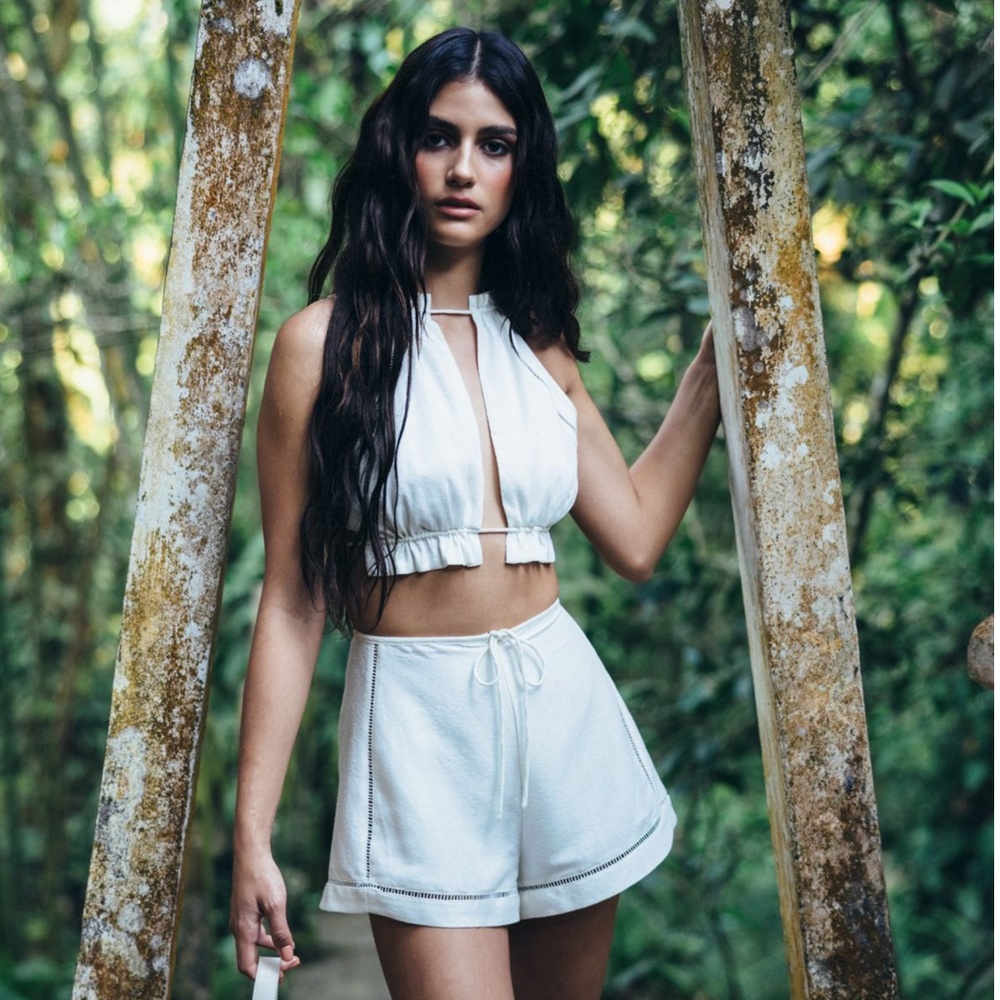 Cult Gaia Off-White Orly Top & Matching Itzel Shorts Sz L